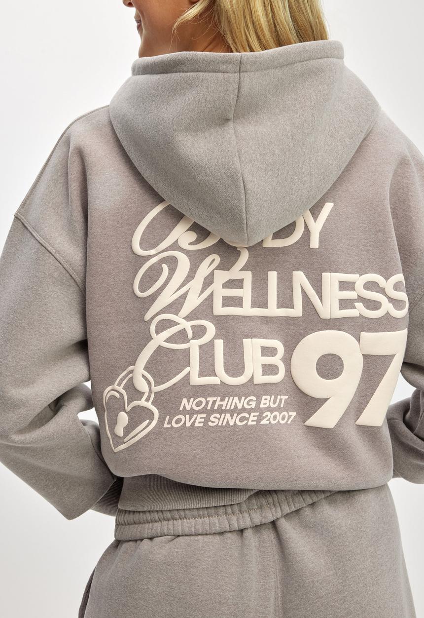 Cotton On - Plush Premium Graphic Hoodie - Mocha Marle/With Love