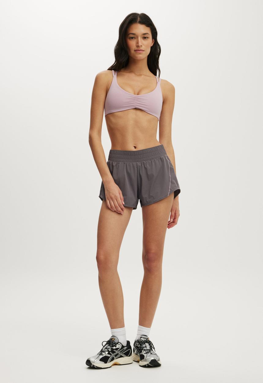 Cotton On - Ultra Soft Scrunch Front Strappy Crop - Violet Dawn