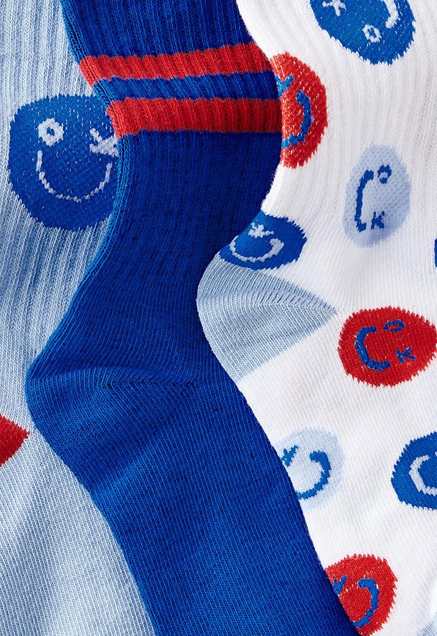 Cotton On - 3Pk Crew Socks - Dawn Blue/Harbour Blue Fun Day 1
