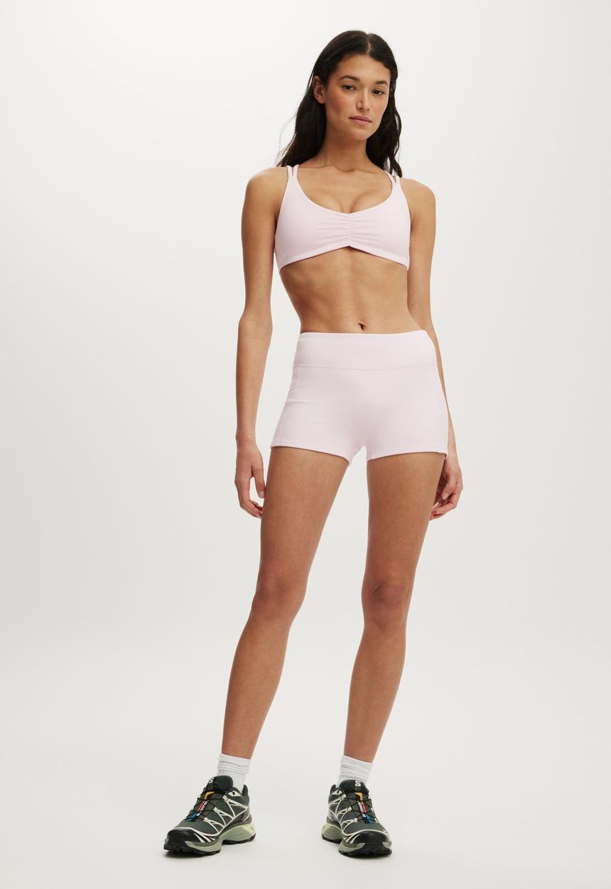 Cotton On - Ultra Soft Scrunch Front Strappy Crop - Cherry Dream