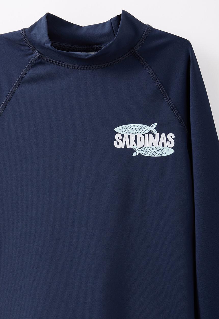 Cotton On - Flynn Long Sleeve Raglan Rash Vest - Squid Ink/Sardines