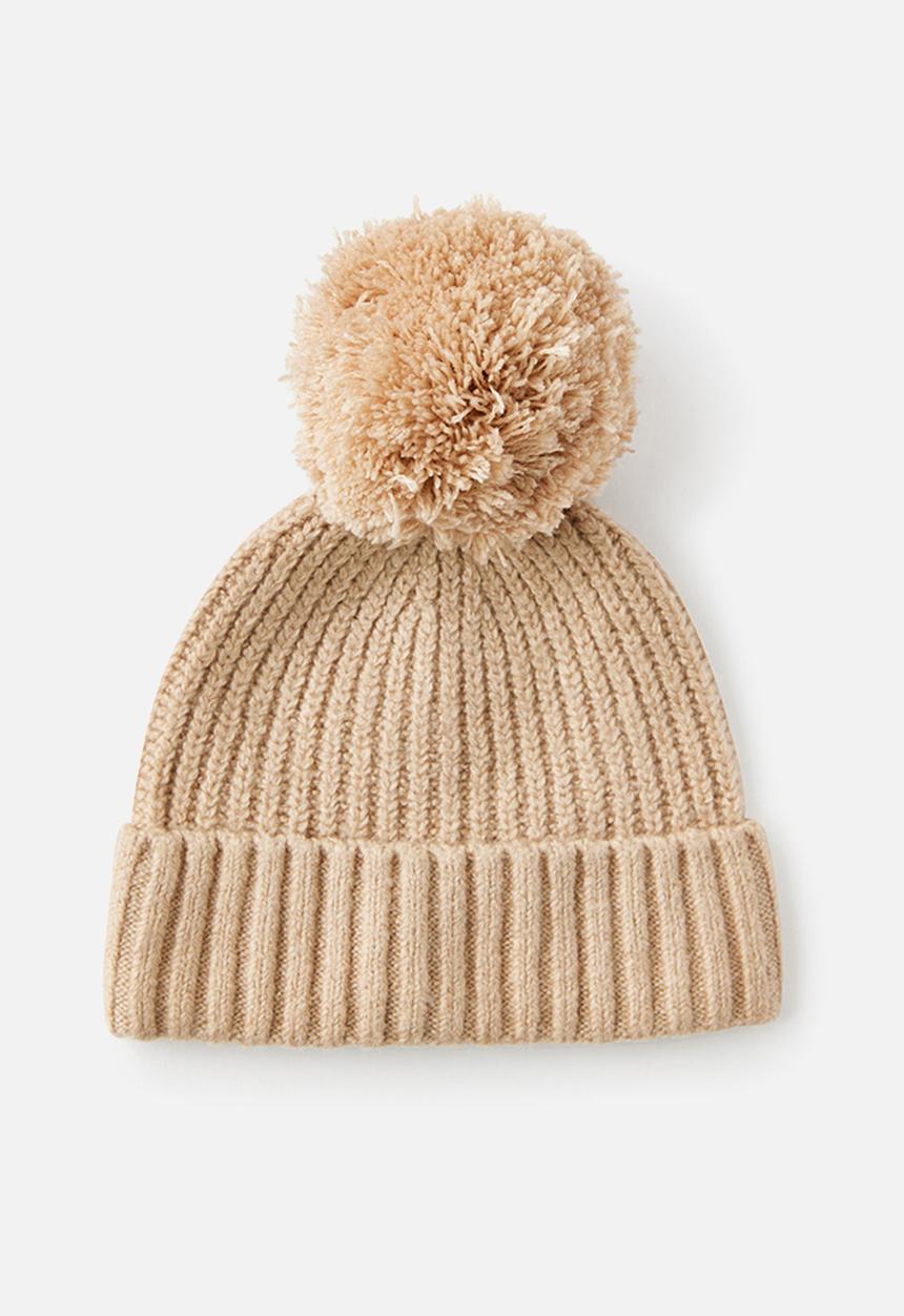 Cotton On - Organic Rib Knit Beanie - Latte Cream