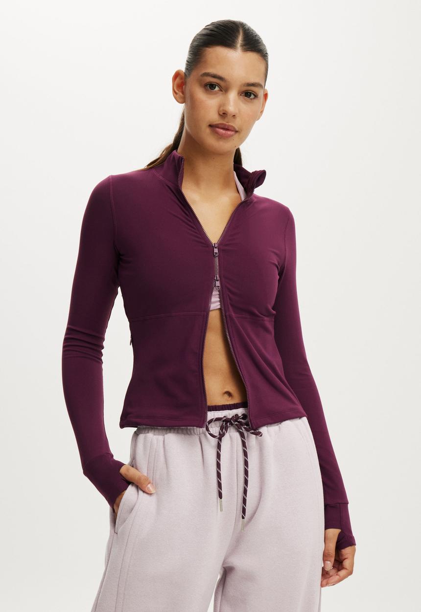 Cotton On - Active Core Zip Through Long Sleeve - Pickled Beet