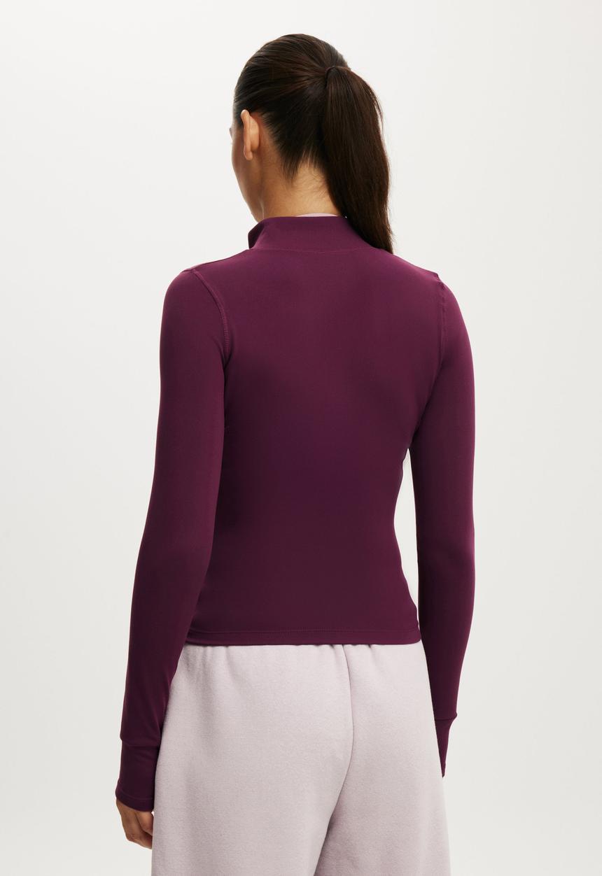 Cotton On - Active Core Zip Through Long Sleeve - Pickled Beet
