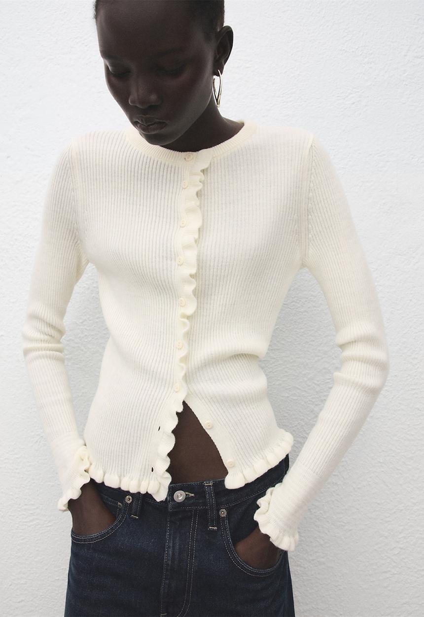MANGO - Cardigan waves - light beige