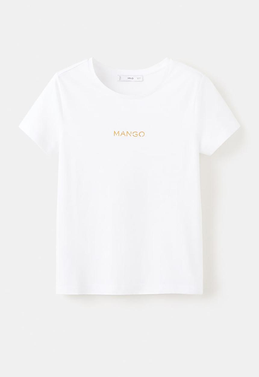MANGO - T-shirt mangolog-w - white
