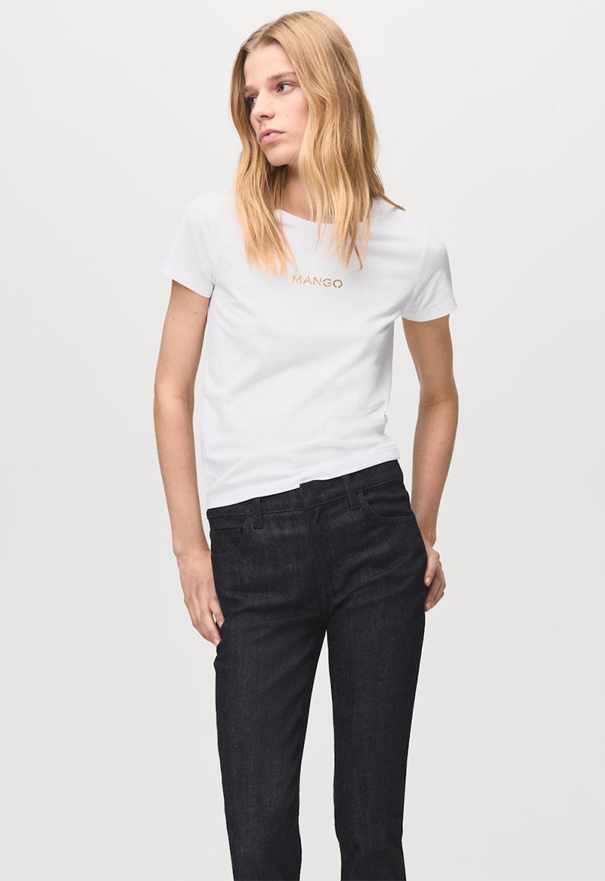 MANGO - T-shirt mangolog-w - white