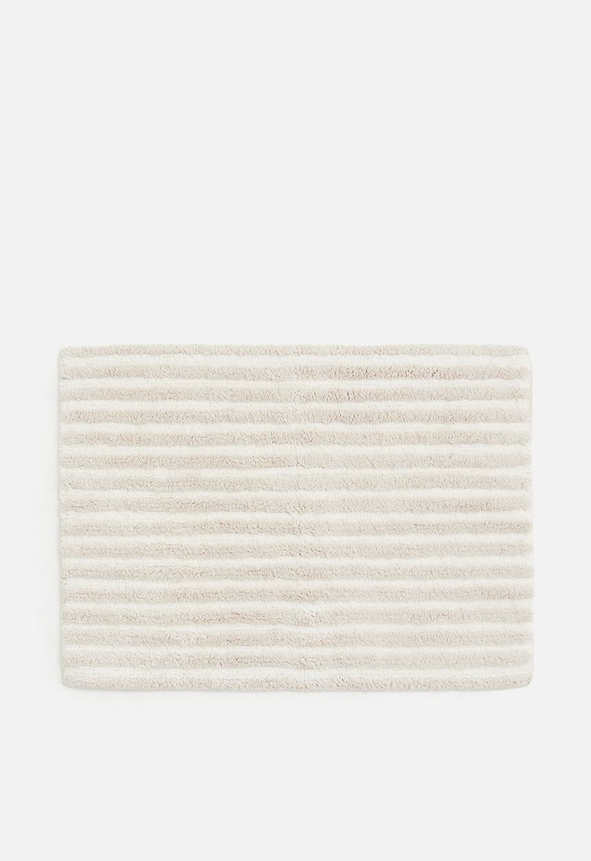 H&M - Tufted cotton bath mat -  light beige/striped 