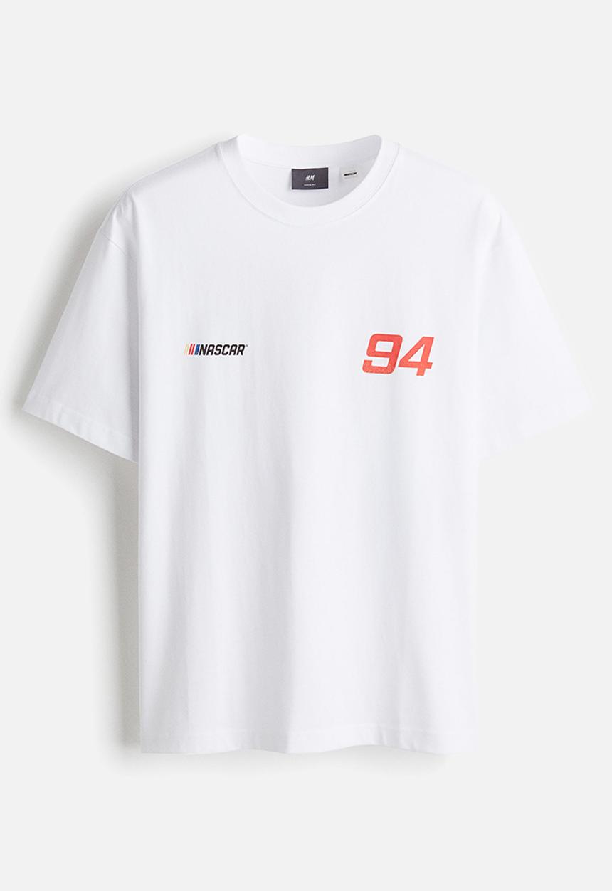 H&M - Loose fit t-shirt - white nascar