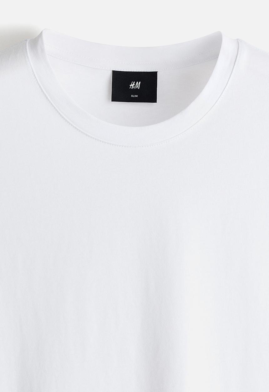 H&M - Slim fit pima cotton t-shirt - white