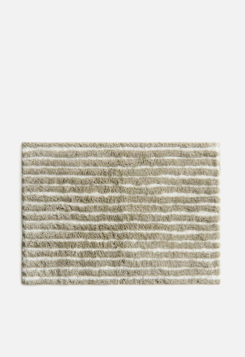 H&M - Tufted cotton bath mat -  light khaki green/striped