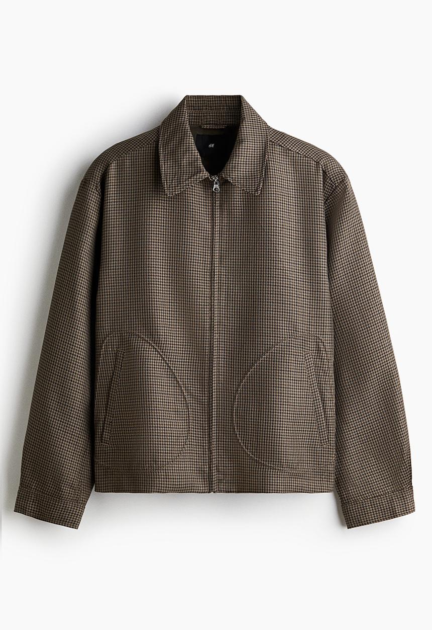 H&M - Patterned blouson jacket - dark beige/dogtooth pattern