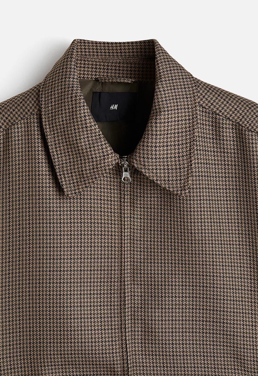 H&M - Patterned blouson jacket - dark beige/dogtooth pattern