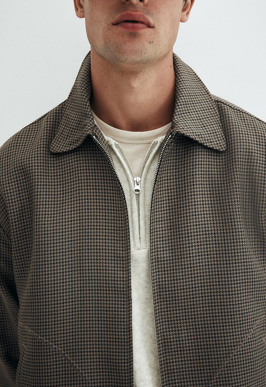 H&M - Patterned blouson jacket - dark beige/dogtooth pattern
