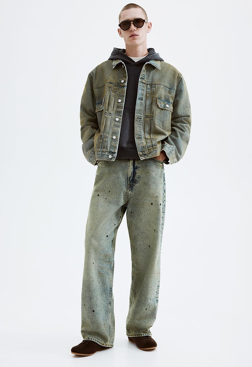 Loose fit denim jacket - denim blue - 1296086002