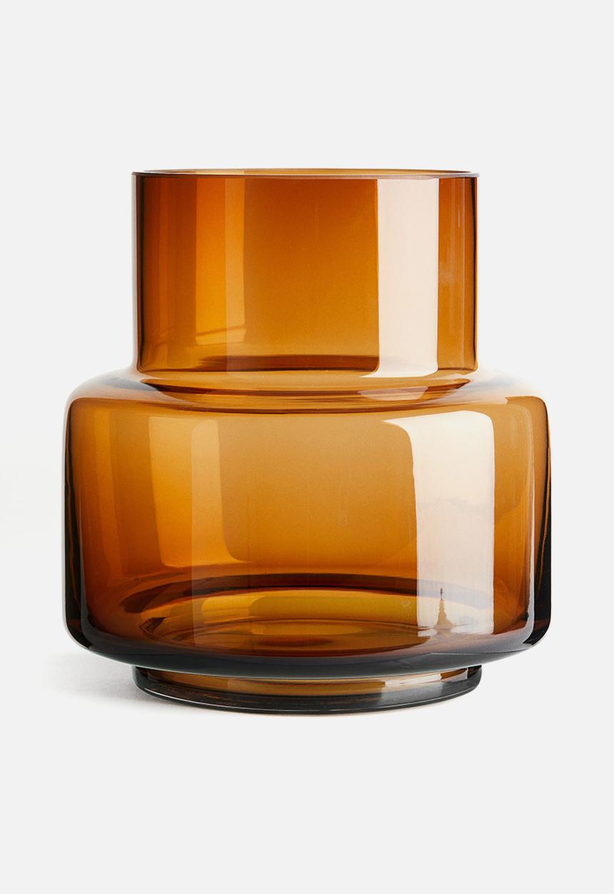 H&M - Tiered glass vase -  amber-coloured