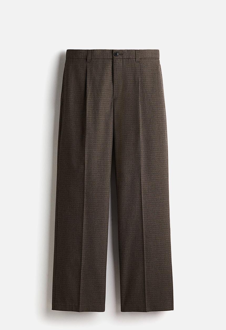 H&M - Relaxed fit tailored trousers - brown checked