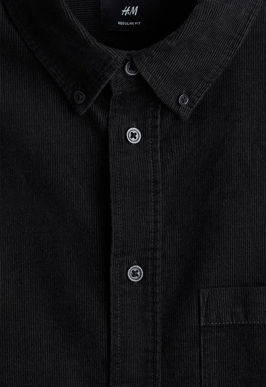 H&M - Regular fit corduroy shirt - black