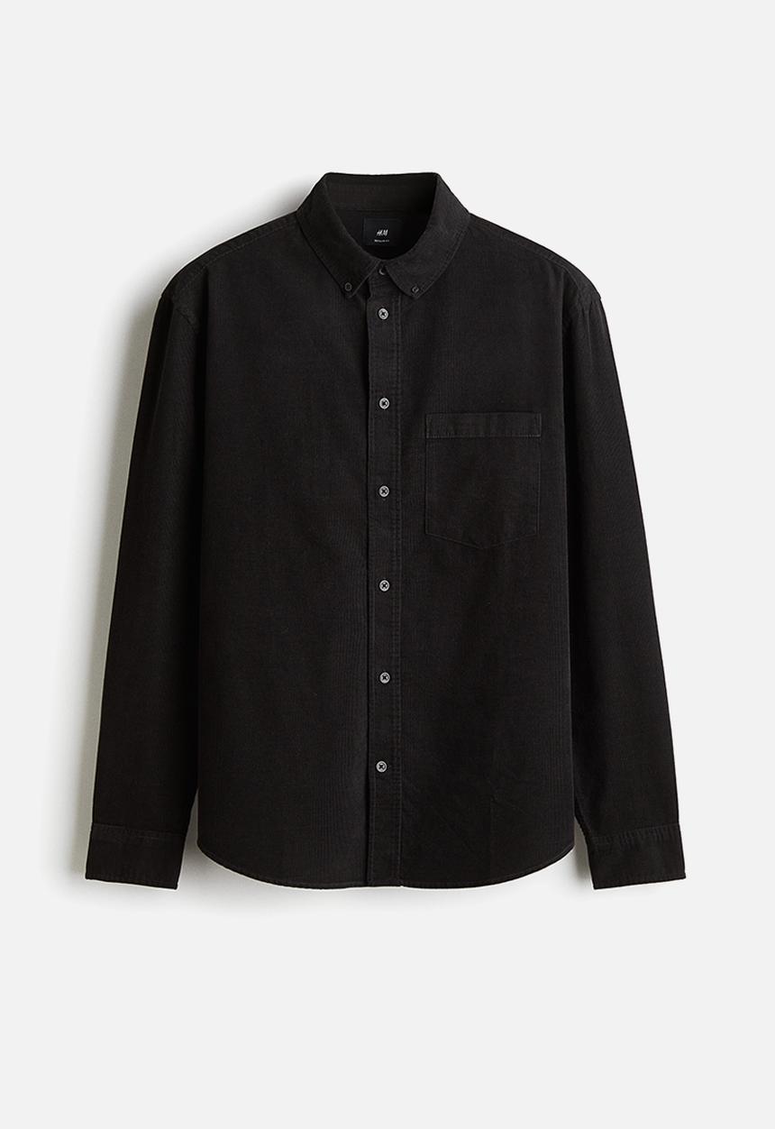 H&M - Regular fit corduroy shirt - black