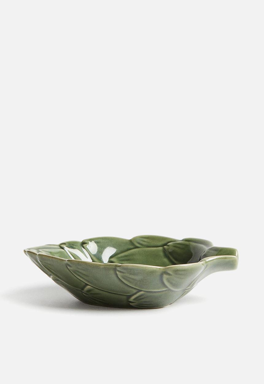 H&M - Extra-small figurative stoneware serving bowl - green/artichoke 