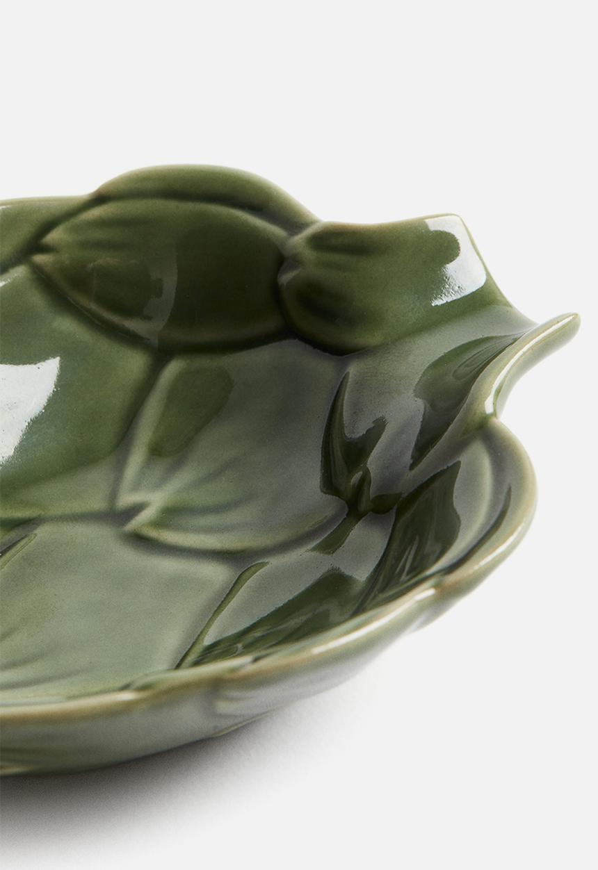 H&M - Extra-small figurative stoneware serving bowl - green/artichoke 