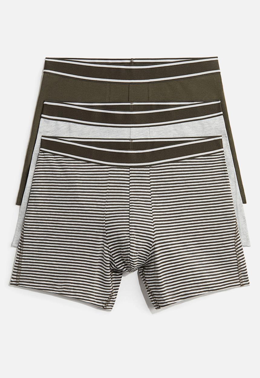 H&M - 3 pack mid trunks - khaki green striped