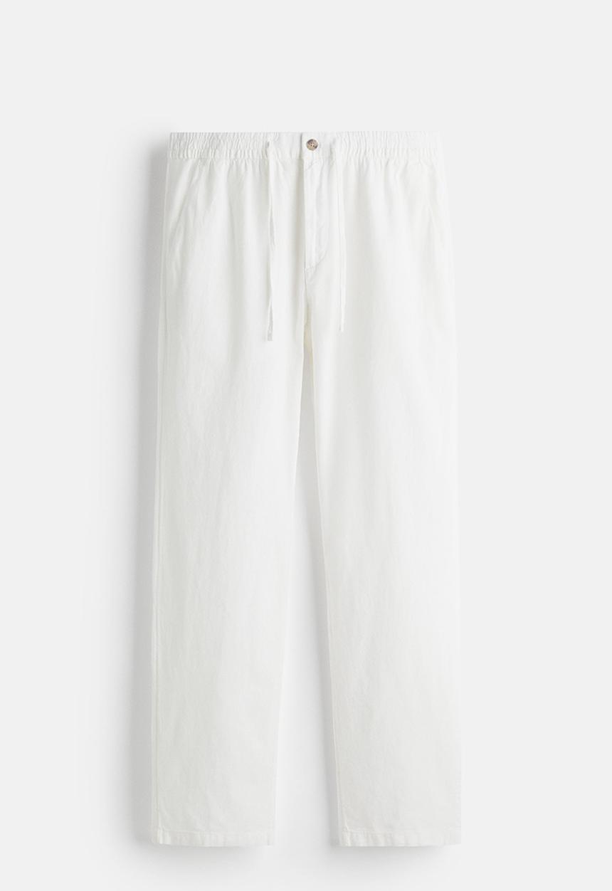 H&M - Regular fit linen-blend trousers - white