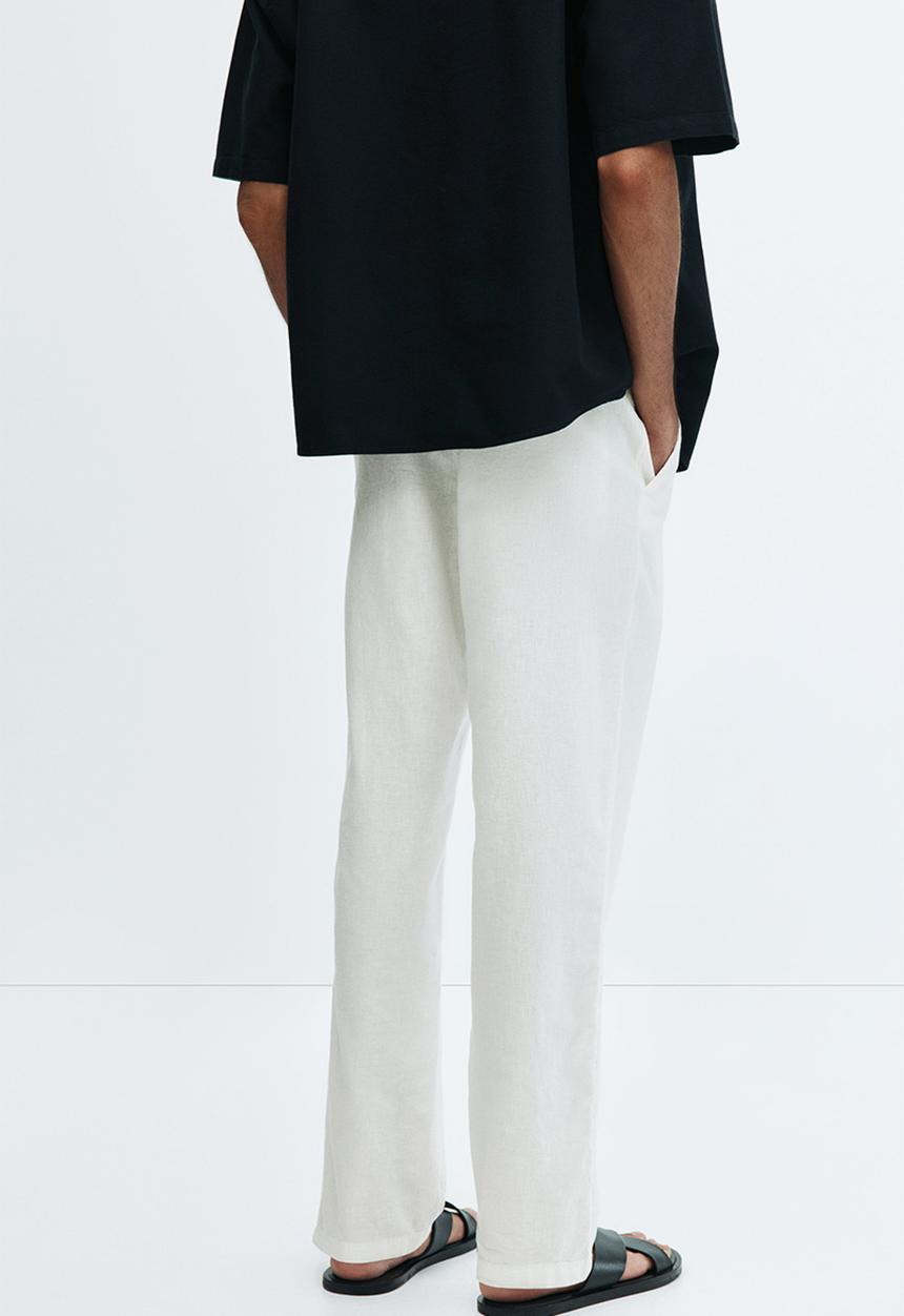 H&M - Regular fit linen-blend trousers - white