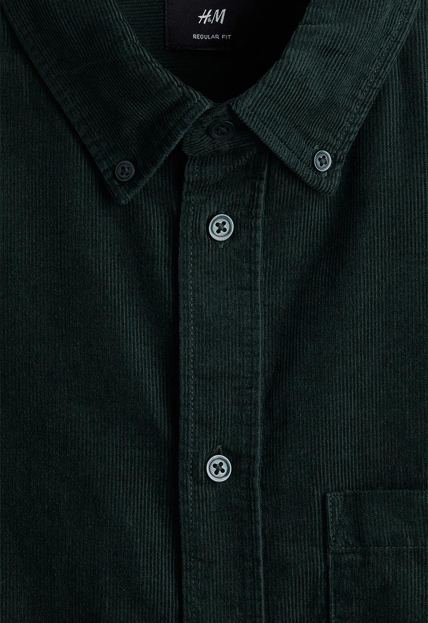 H&M - Regular fit corduroy shirt - dark forest green