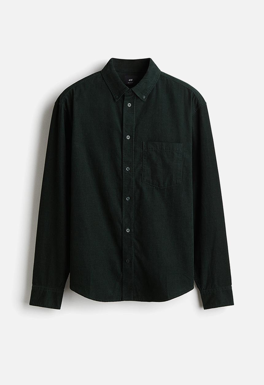 H&M - Regular fit corduroy shirt - dark forest green