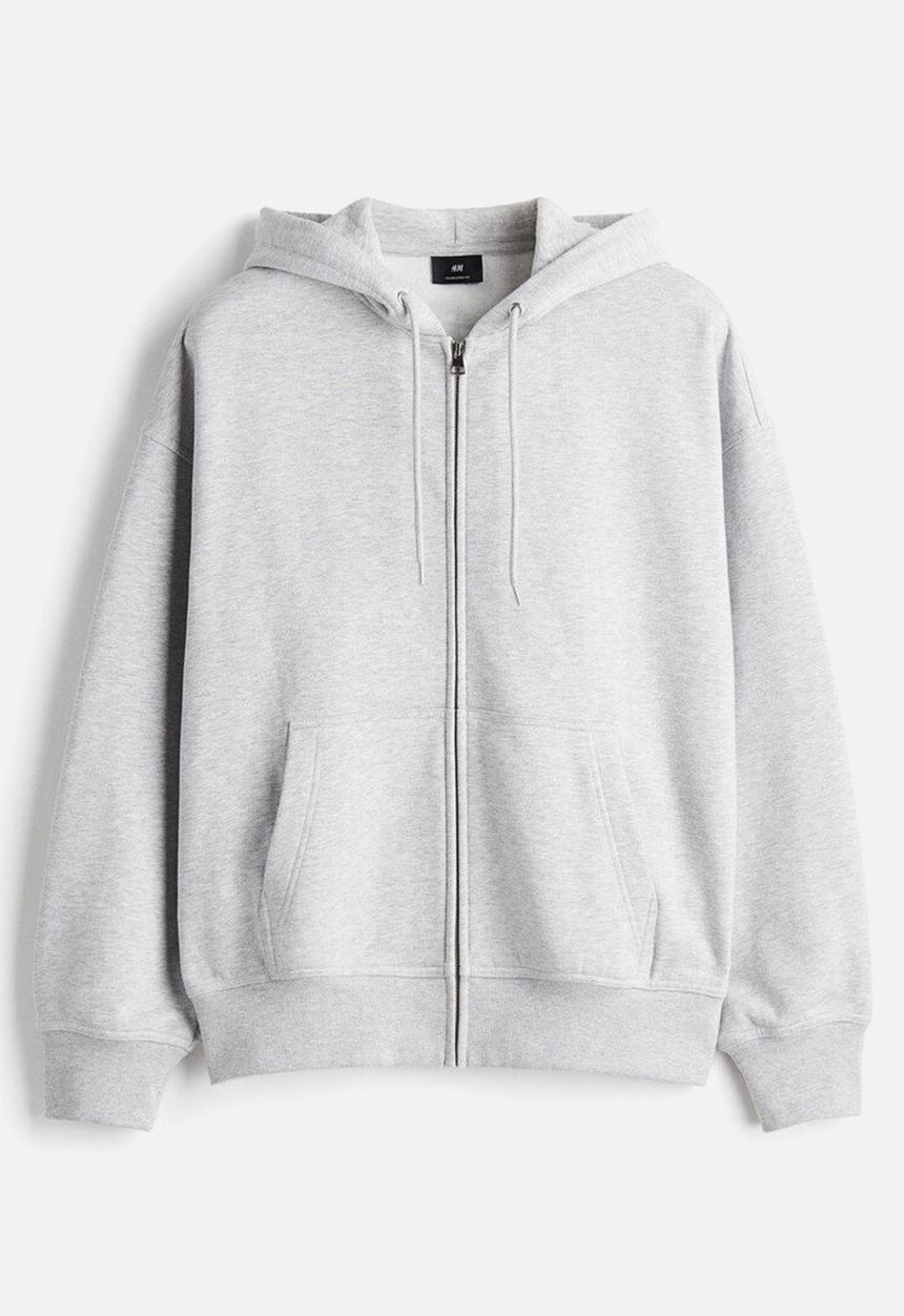 H&M - Oversized fit zip-through hoodie - grey marl