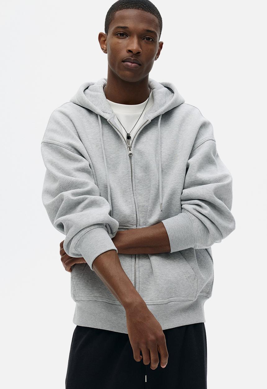 H&M - Oversized fit zip-through hoodie - grey marl