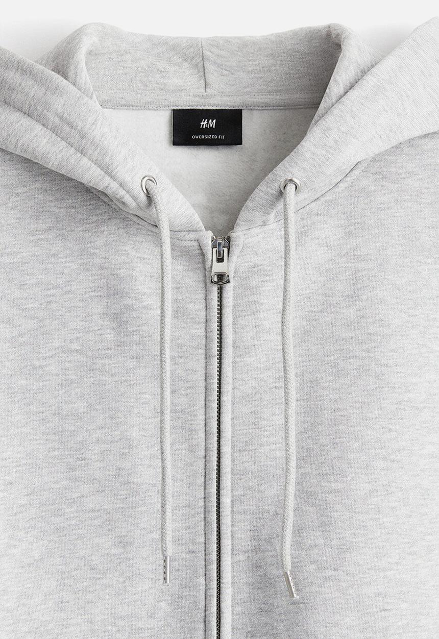 H&M - Oversized fit zip-through hoodie - grey marl
