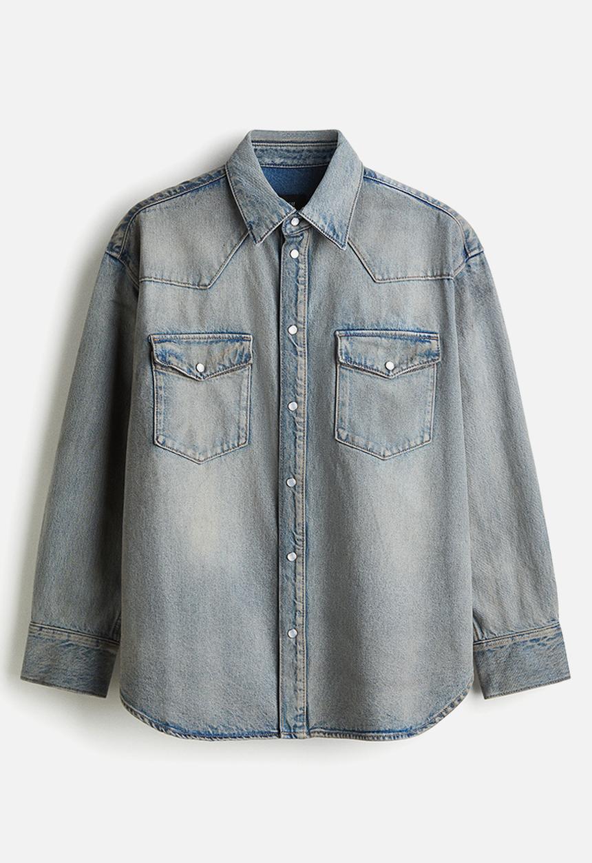 H&M - Oversized fit denim shirt - denim blue