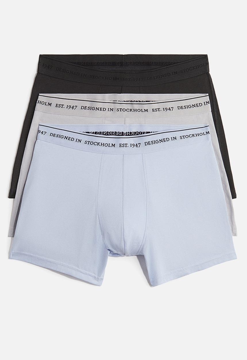 H&M - 3 pack coolmax® mid trunks - light blue & dark grey