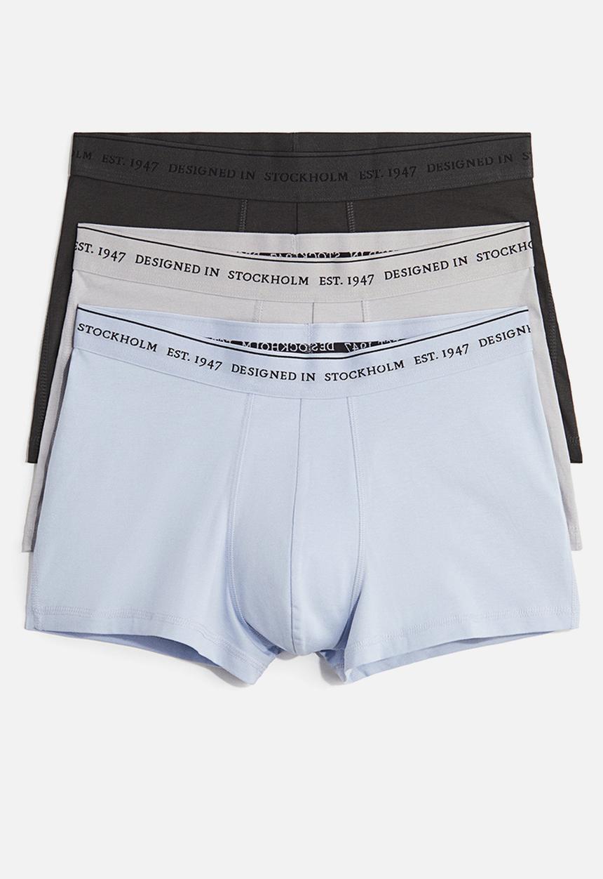 H&M - 3 pack coolmax® short trunks - light blue & dark grey