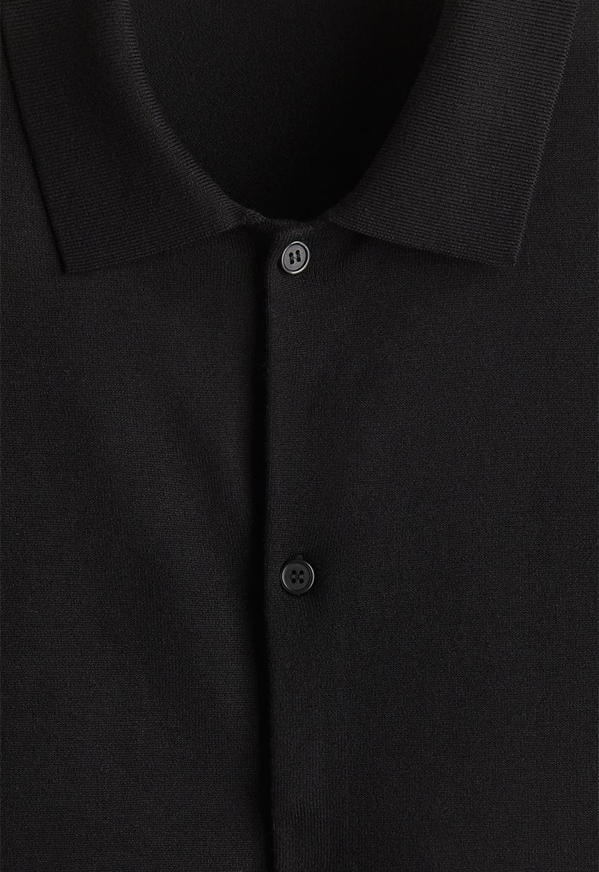 H&M - Regular fit knitted short-sleeved shirt - black