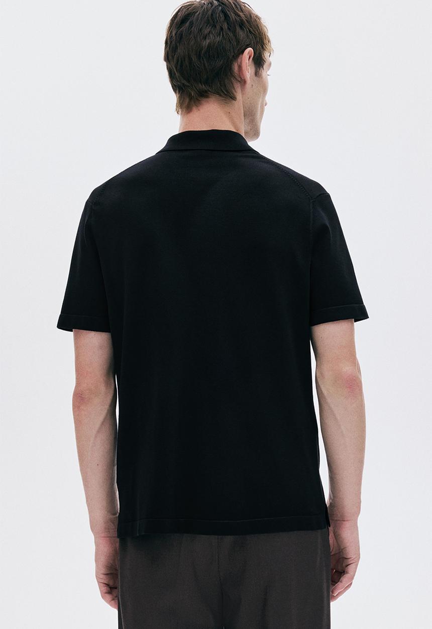 H&M - Regular fit knitted short-sleeved shirt - black