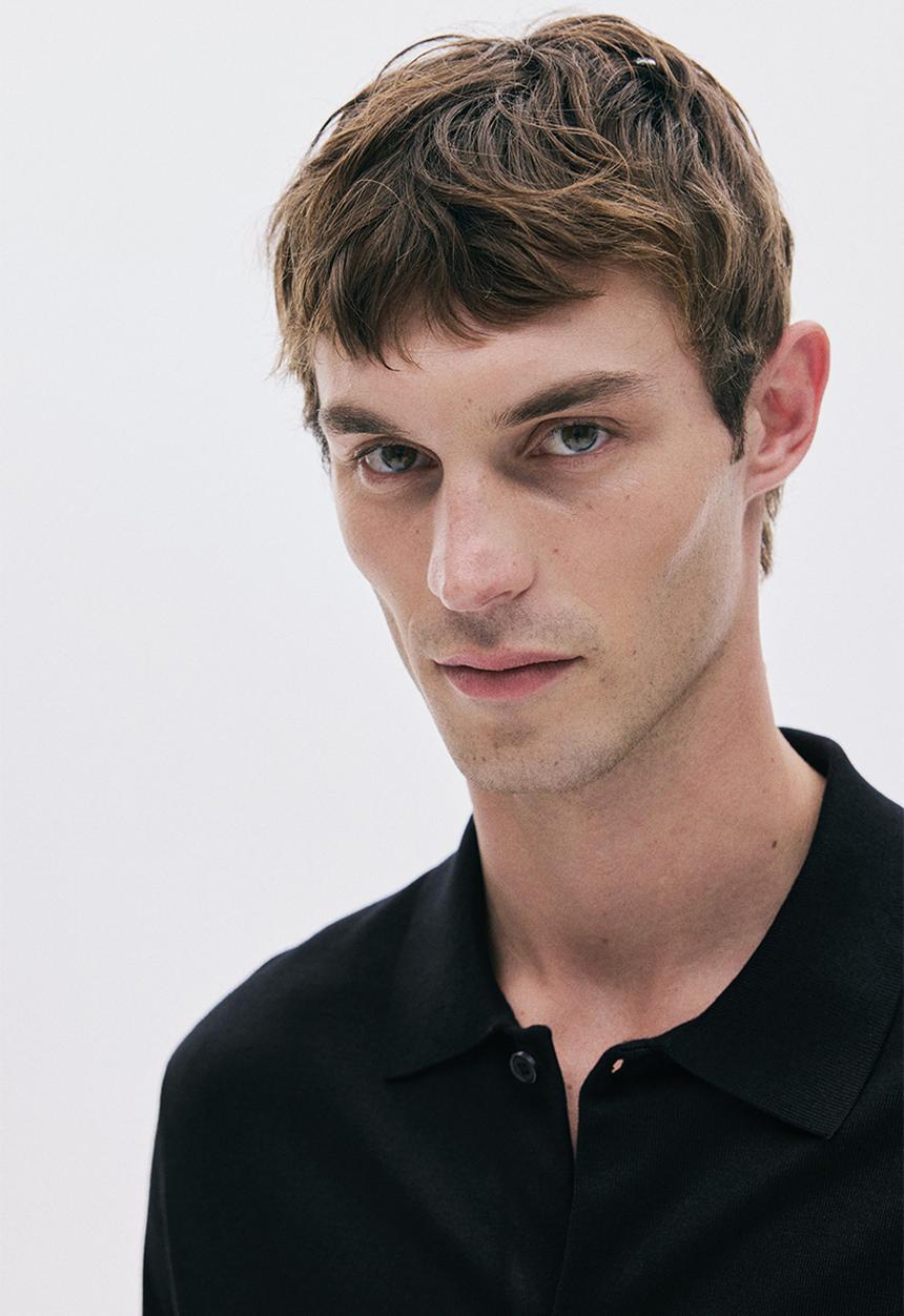 H&M - Regular fit knitted short-sleeved shirt - black