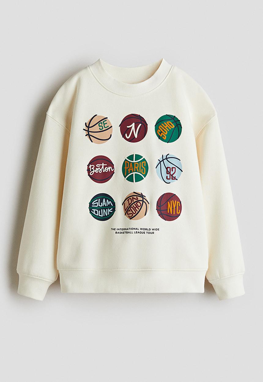 H&M - Printed sweatshirt - white/basketball league 
