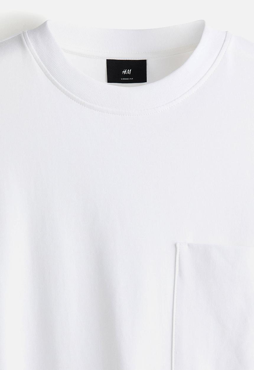 H&M - Loose fit long-sleeved jersey top - white