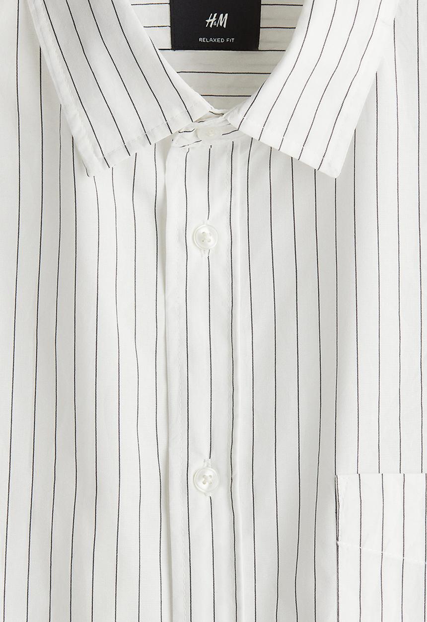H&M - Relaxed fit shirt - white/pinstriped