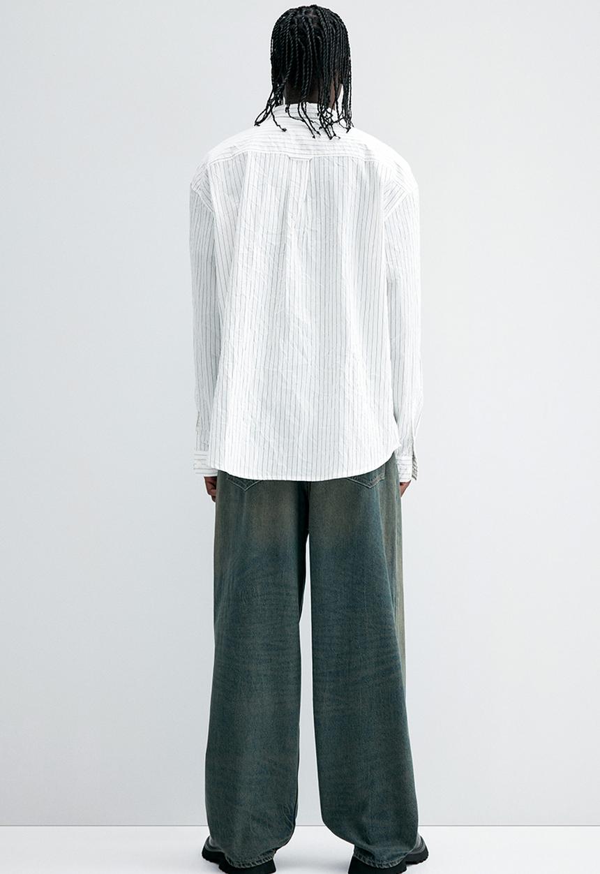 H&M - Relaxed fit shirt - white/pinstriped