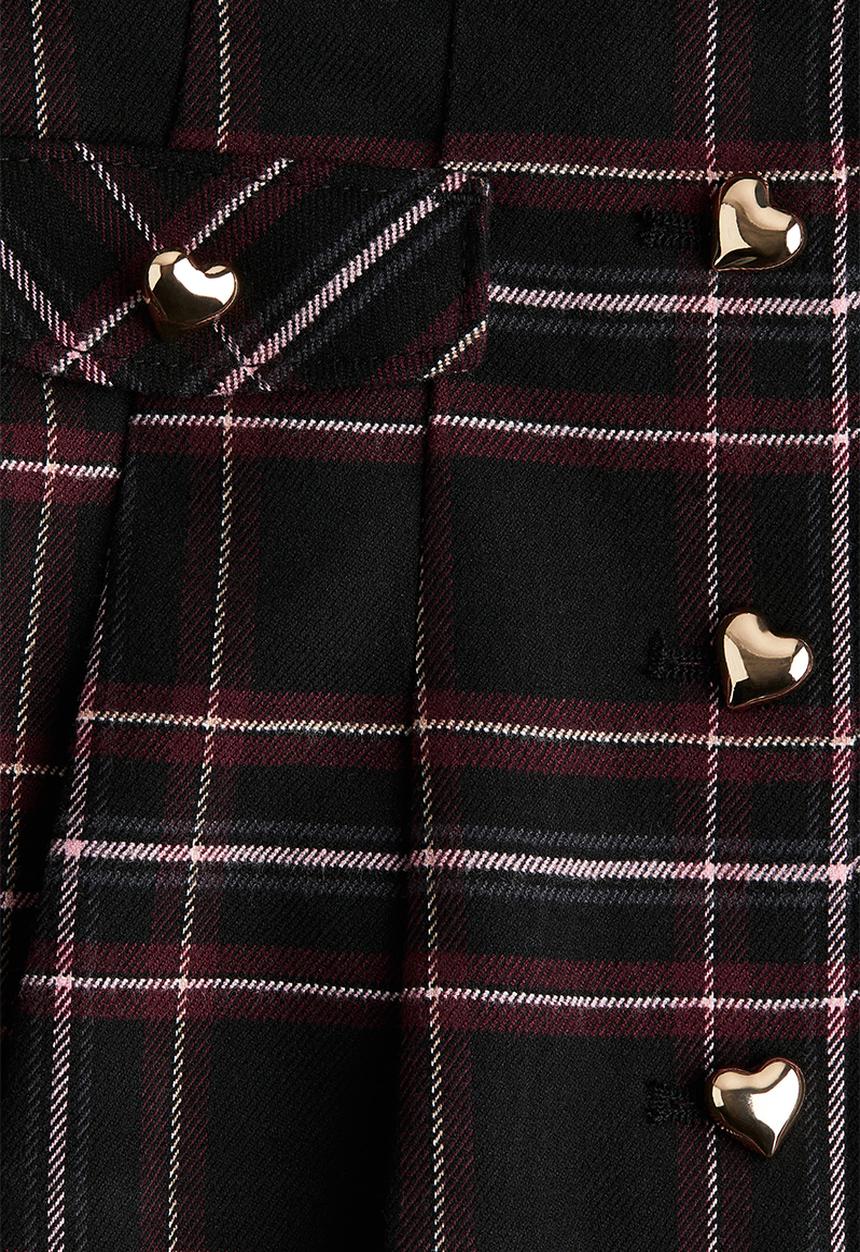 H&M - Pleated flannel skirt - black/checked