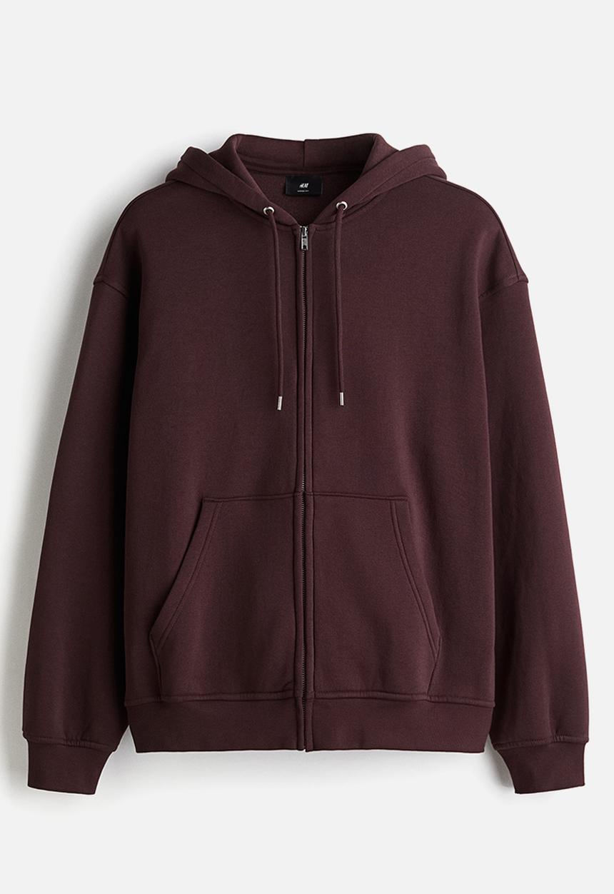 H&M - Loose  fit zip-through hoodie - plum