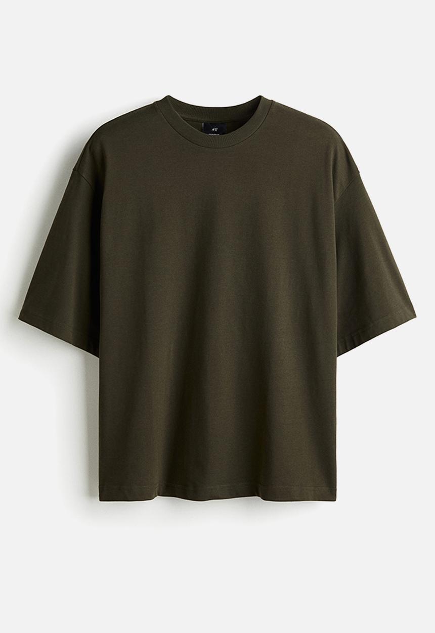H&M - Oversized fit T-shirt - dark khaki green