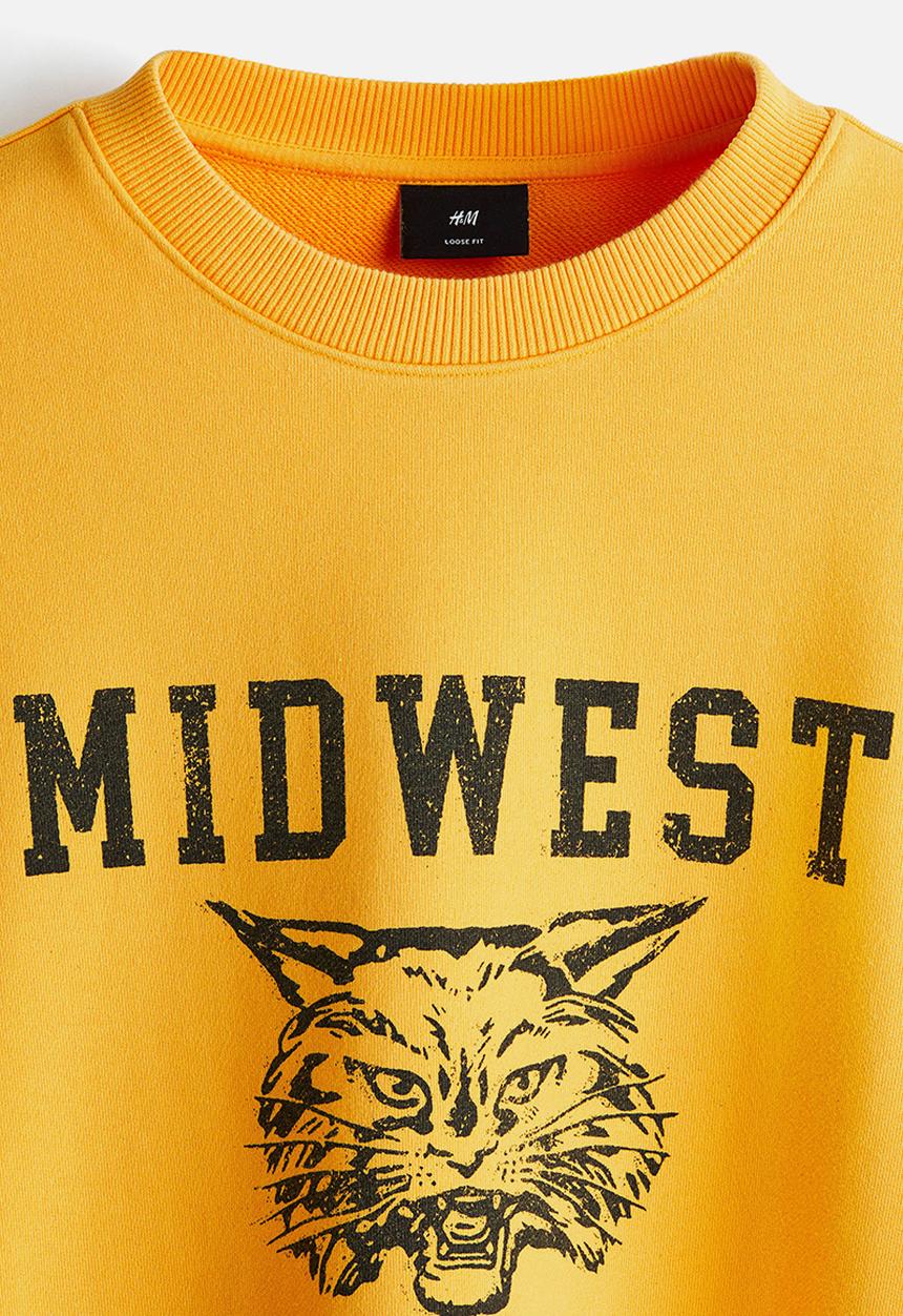 H&M - Loose fit printed sweatshirt - yellow midwest