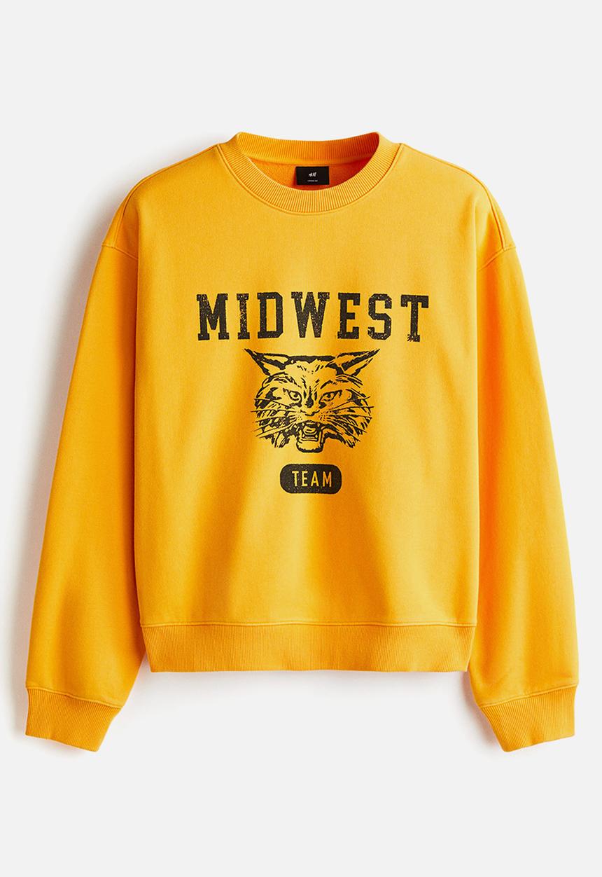 H&M - Loose fit printed sweatshirt - yellow midwest