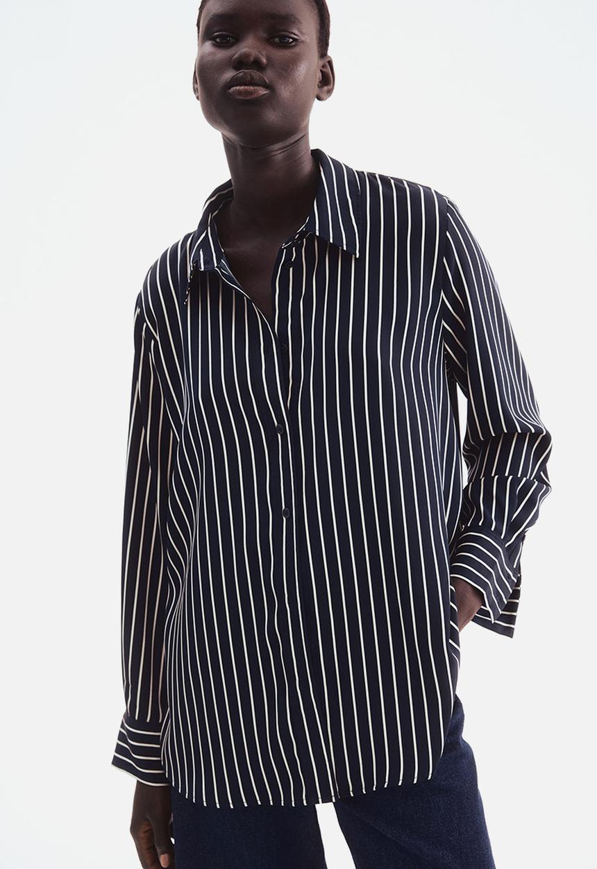 H&M - Shirt - navy blue/white