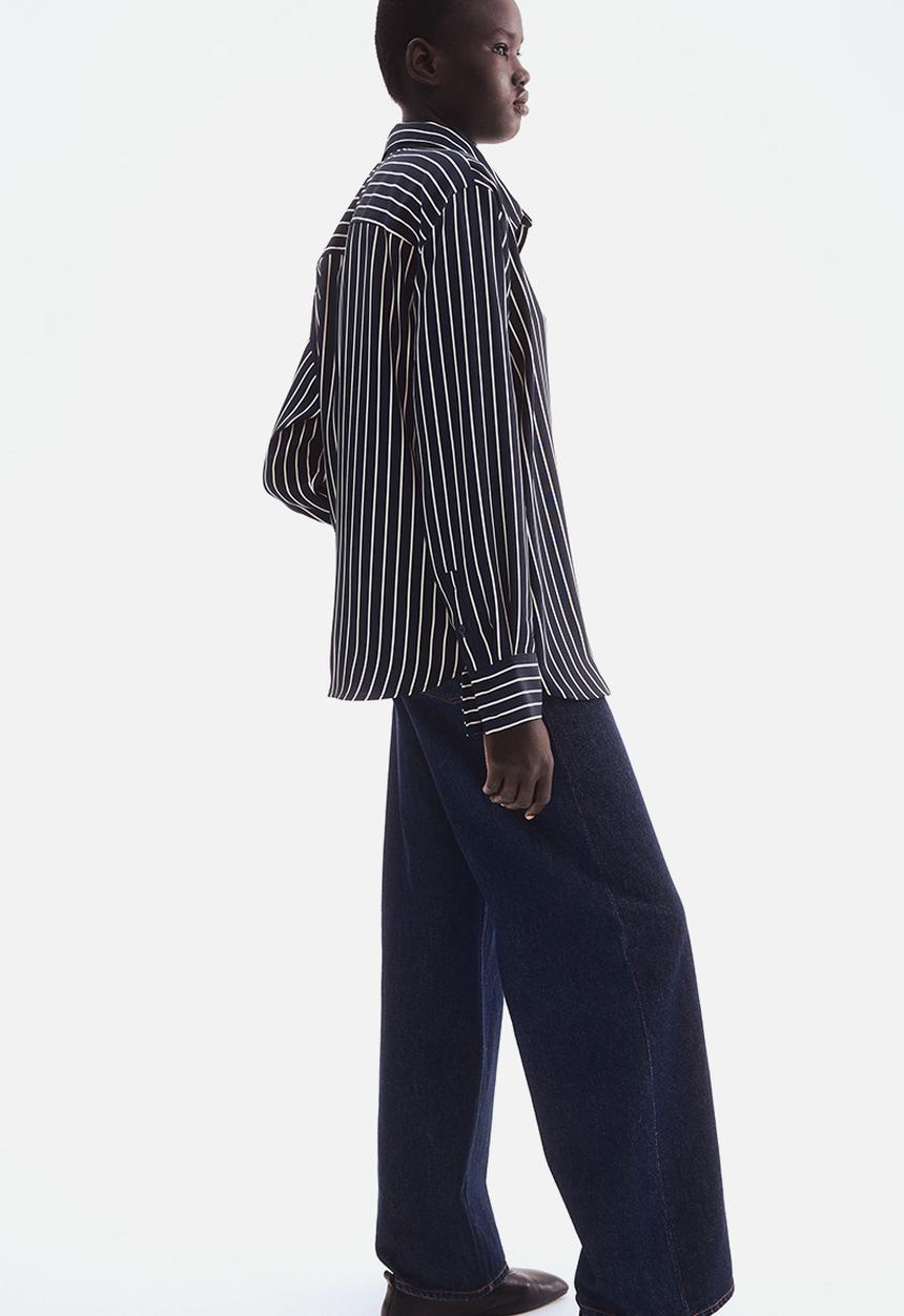 H&M - Shirt - navy blue/white